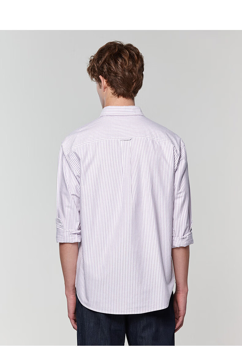HAZZYS Men's Spring and Autumn Commuter PHIZ Striped Oxford Long Sleeve Shirt 13